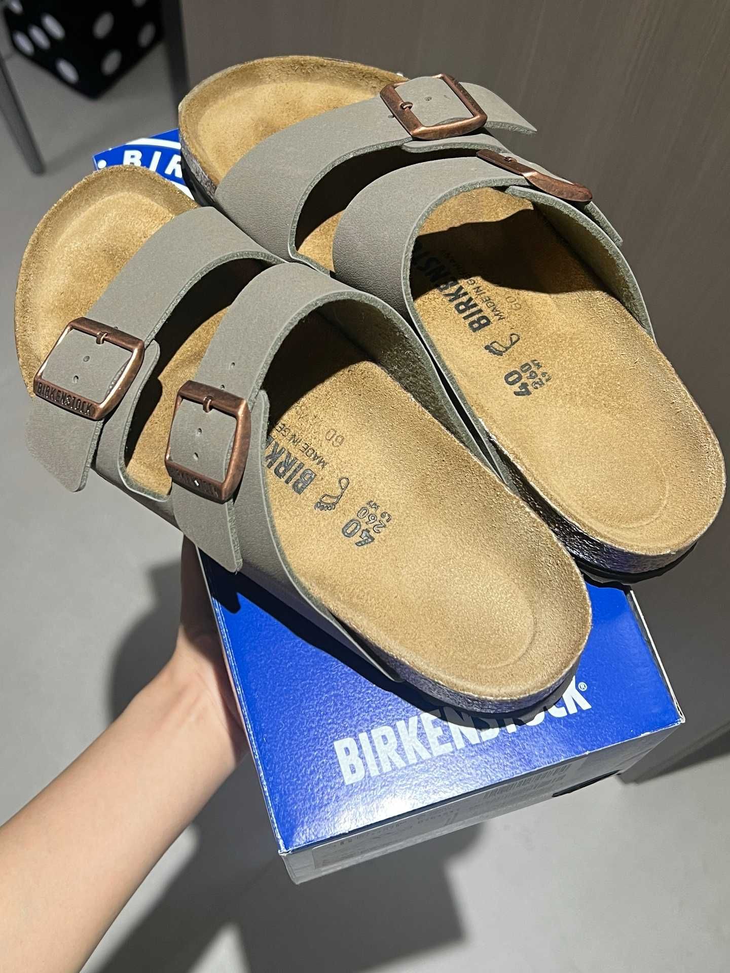 Nowe Birkenstock damskie Szary Klapki R.40