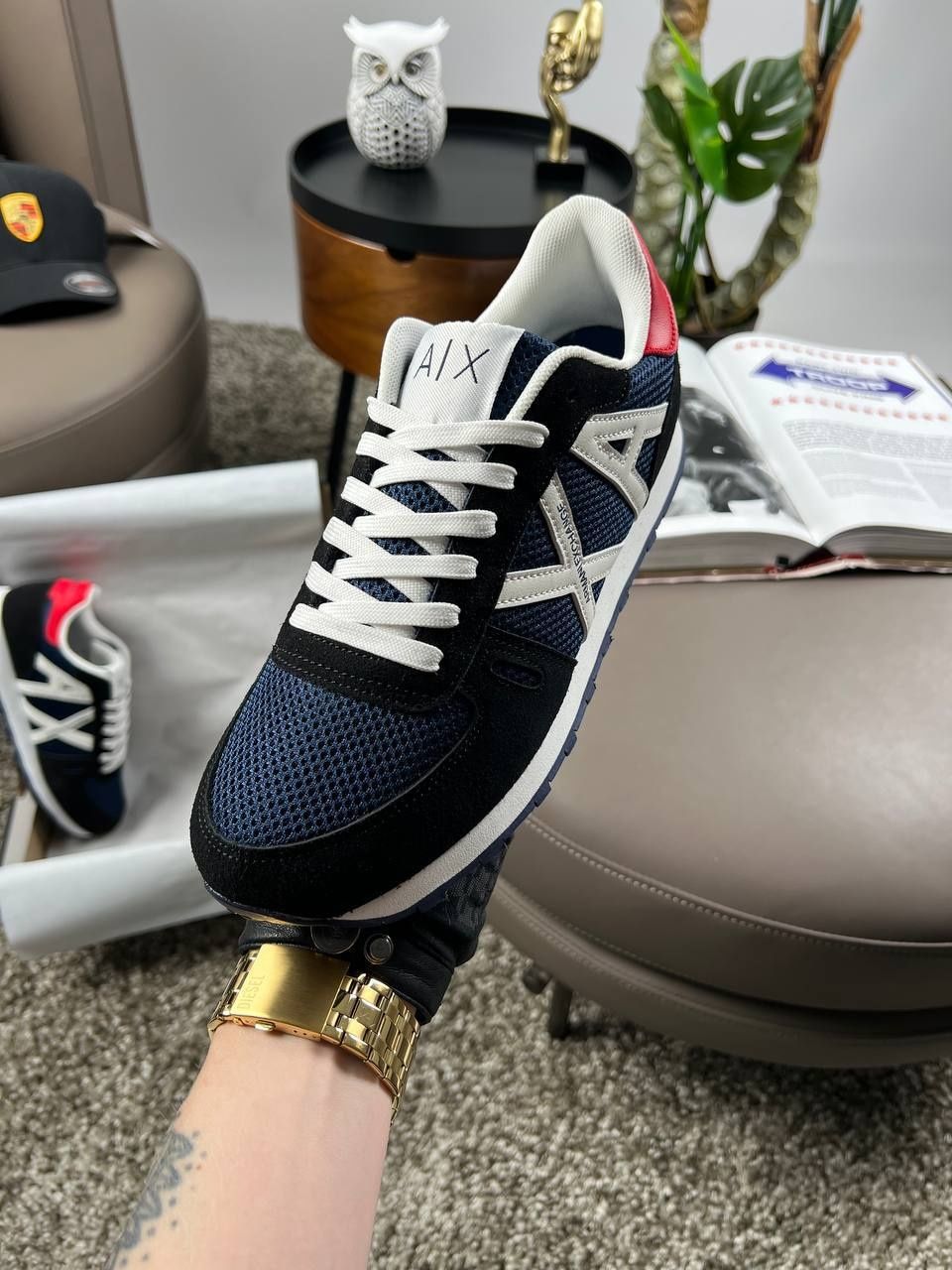 Мужские кроссовки Armani Exchange Black White Navy 40-45 армані