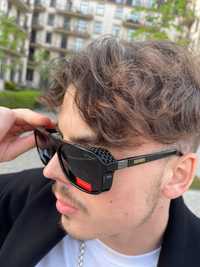Солнцезащитные очки Ferrari черные глянцевые со шторкой Polaroid
