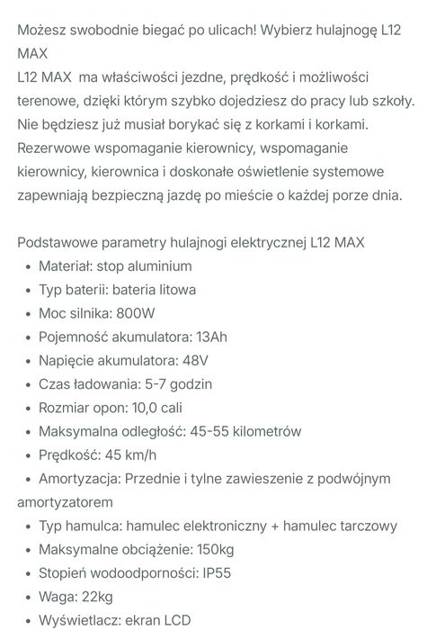 Sprzedam hulajnogę elektryczną