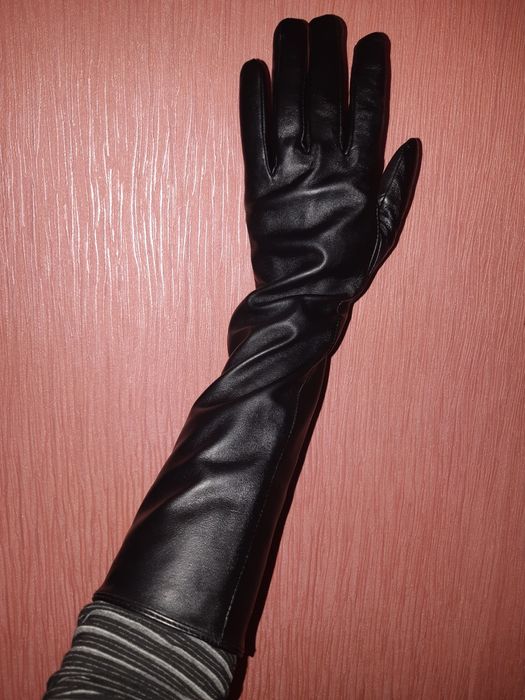 Перчатки кожаные длинные