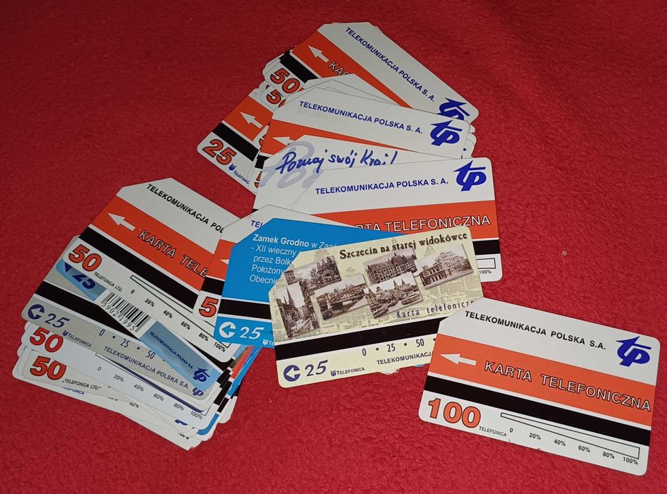 Karty telefoniczne lata 90 - te różne rodzaje 25 i 100 impulsów 32szt