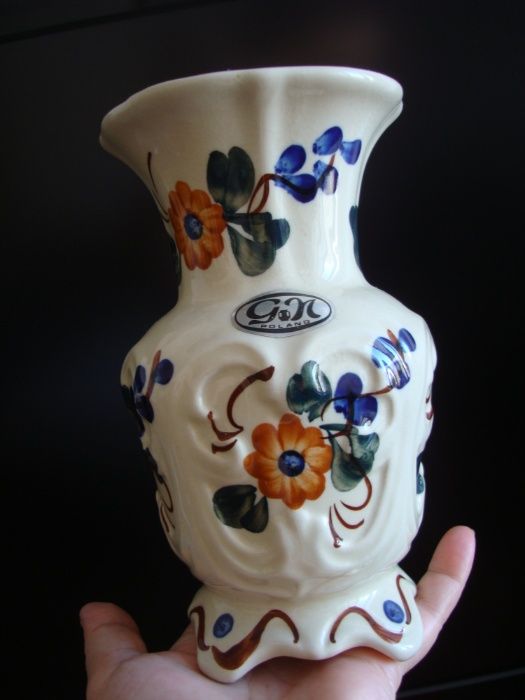 ваза кераміка ручн розпис робота 18см вінтаж нова