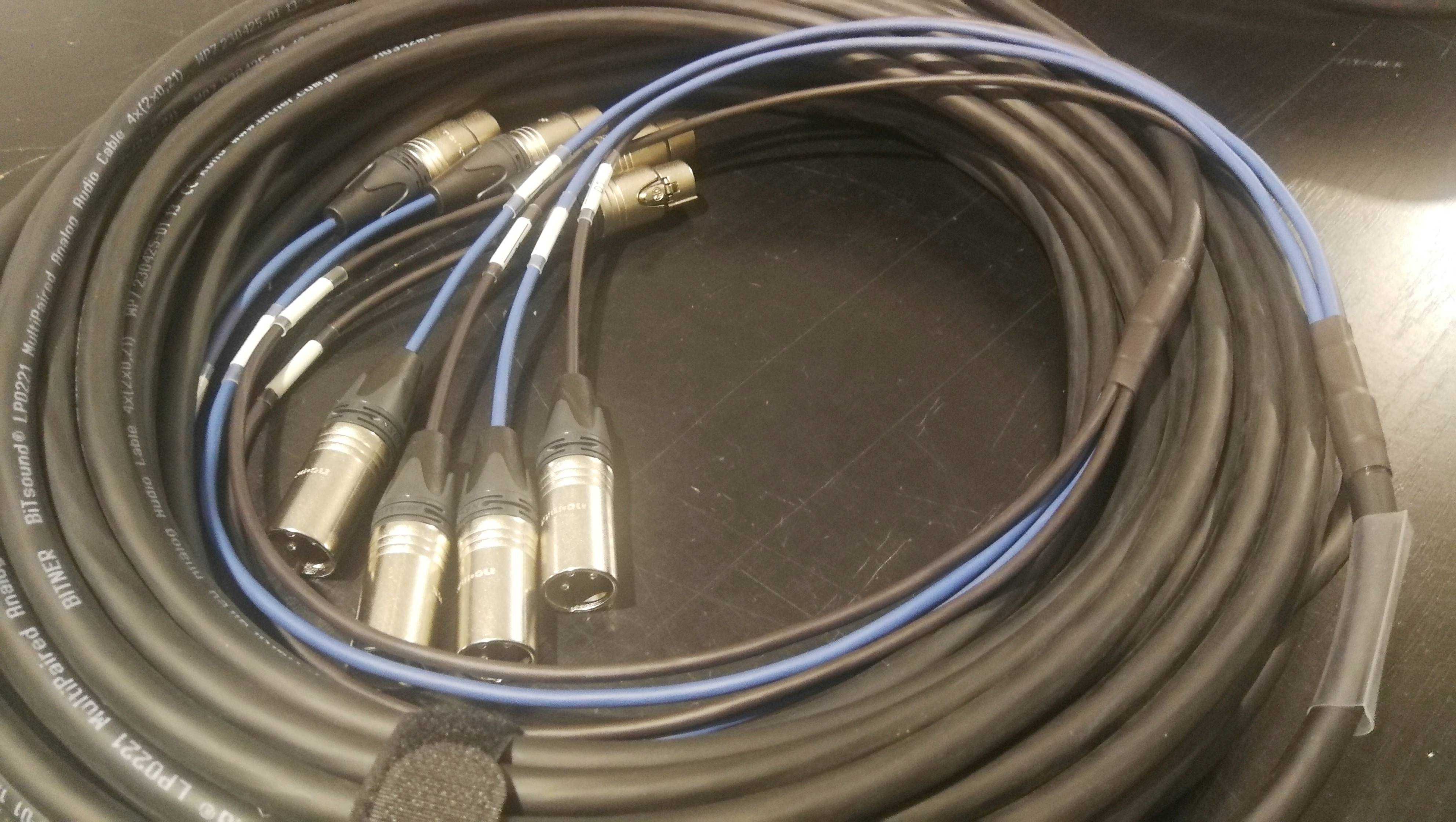 Kabel wieloparowy multoicore audio 4x Neutrik NC3FXX NC3MXX 15m
