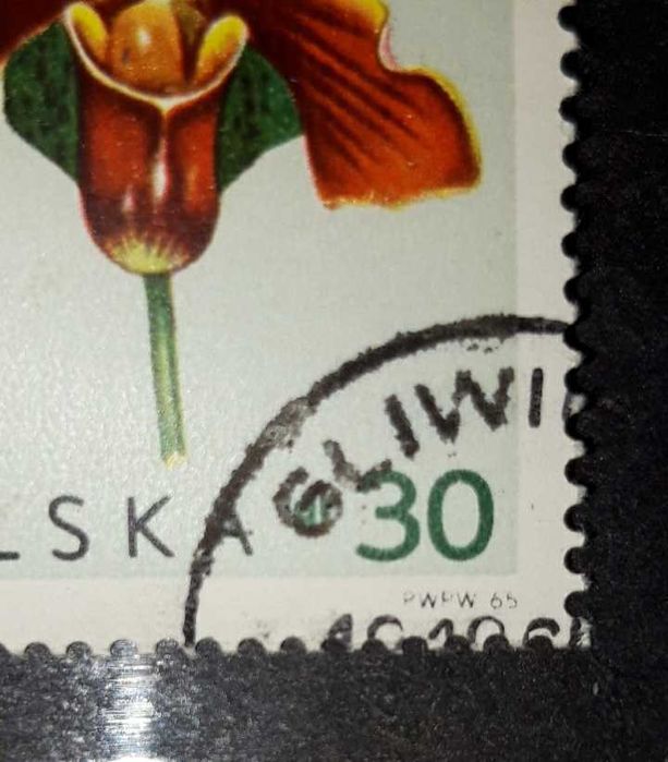 Znaczek pocztowy Storczyki, Fi 1464 z błędem. Kasowany.