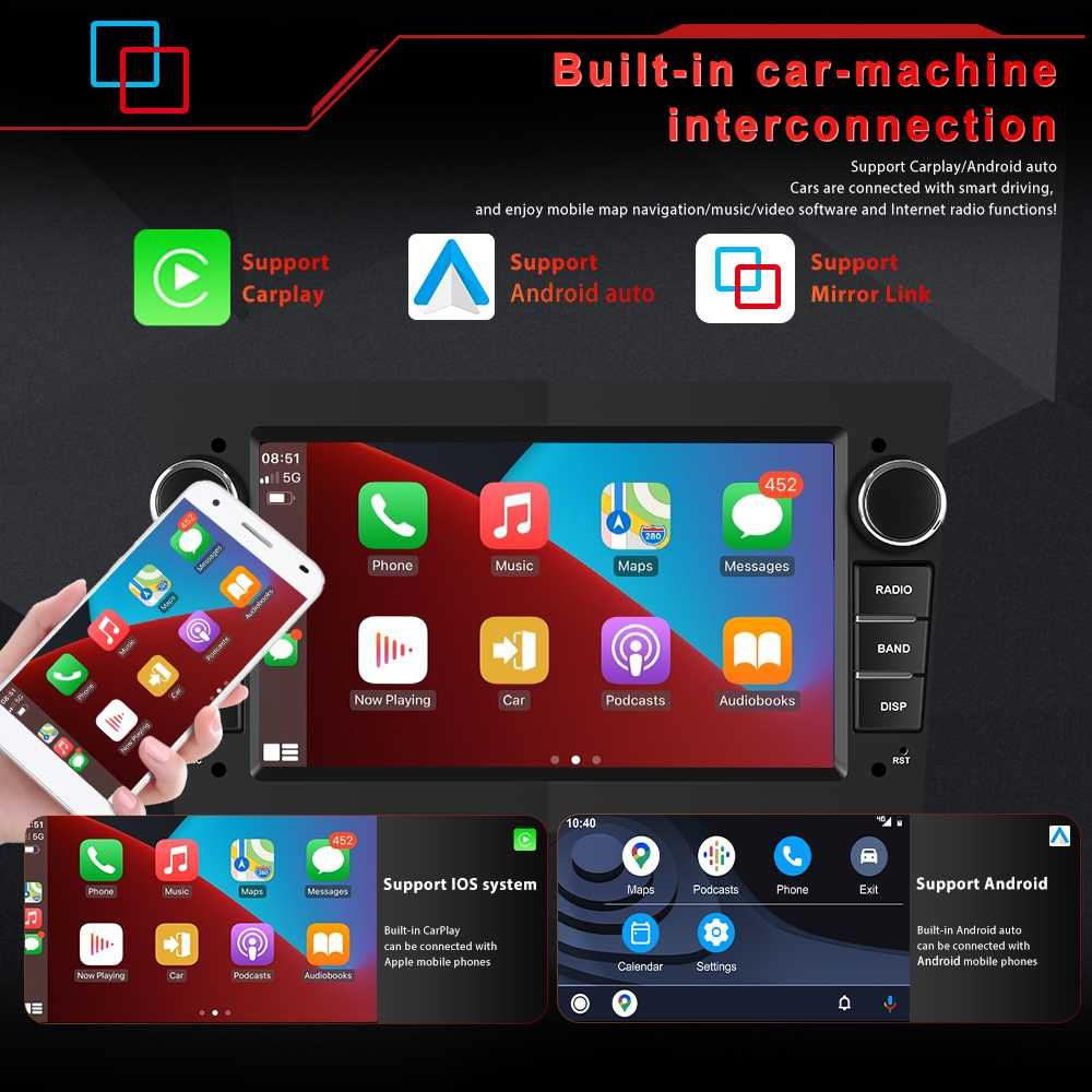 Rádio 7" Android 13 4+64GB 8-Core c/ CarPlay Opel Astra Corsa Vectra