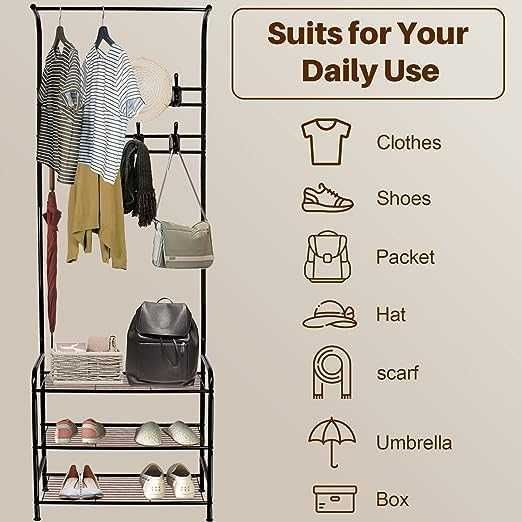 Bengaleiro cabide sapateira 182x60x30 [BRANCO/PRETO] NOVO PORTESGRÁTIS