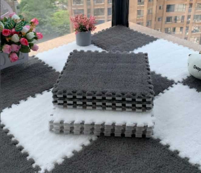 Коврик Пазл плюшевий коврик з ворсом м'яка підлога  килимок пазл