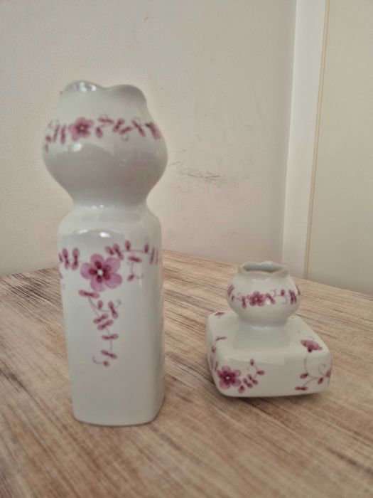 Porcelanowy wazon ze świecznikiem.Fine Lichte China GDR