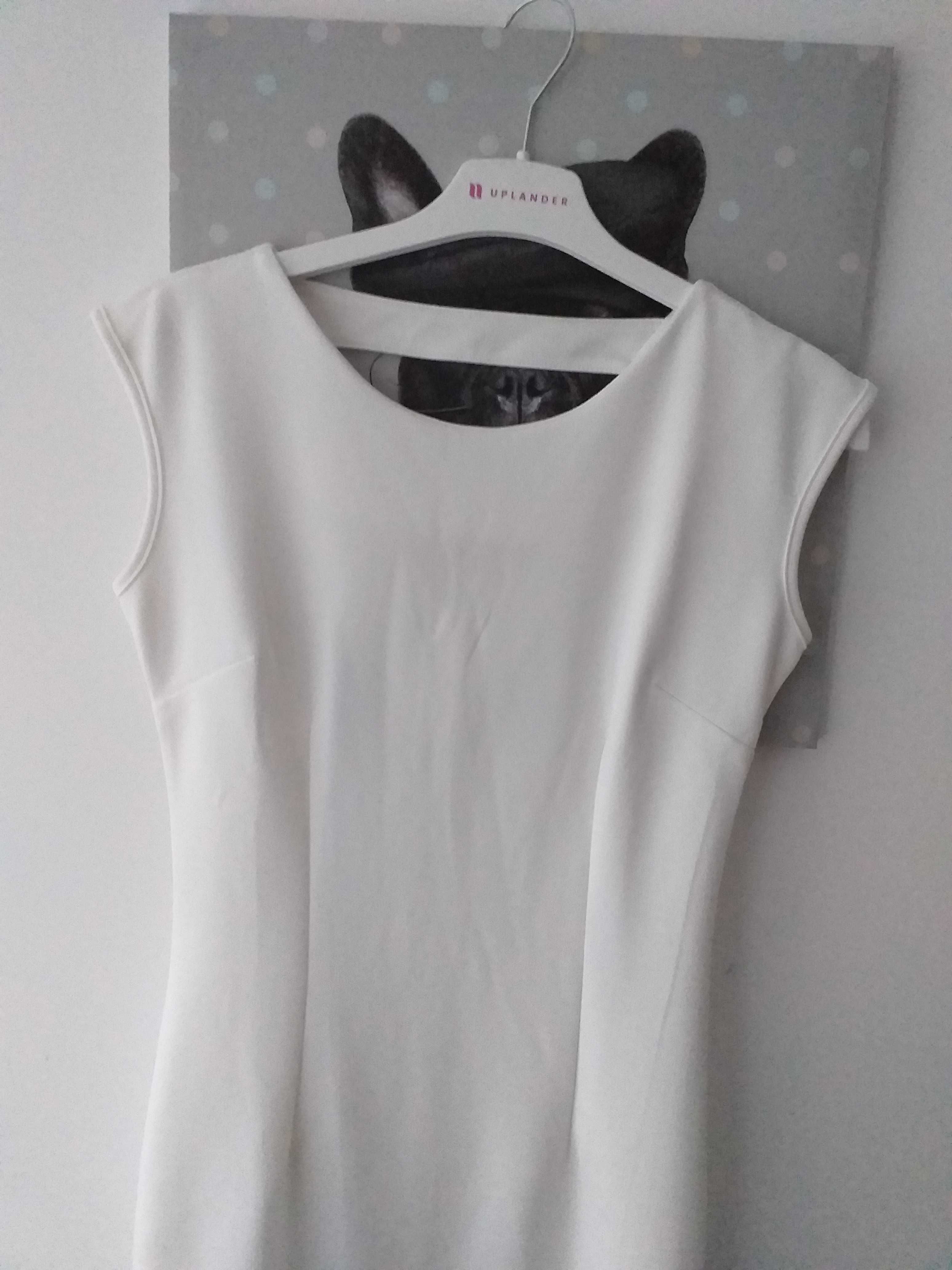 sukienka ołówkowa damska V-neck biała r. 36/38