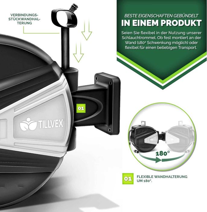 Bęben naścienny zwijacz z wężem ogrodowym 30m