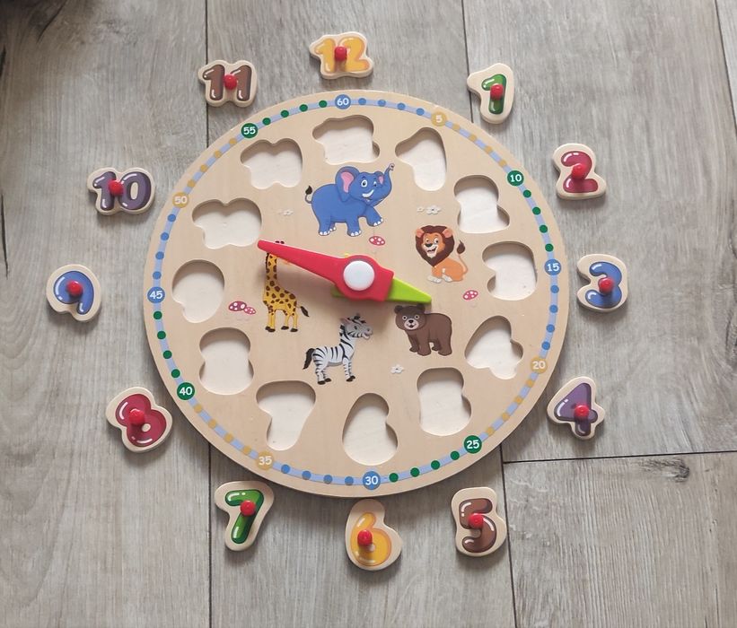 PLAYTIVE drewniany zegar, układanka/puzzle edukacyjne dla dz