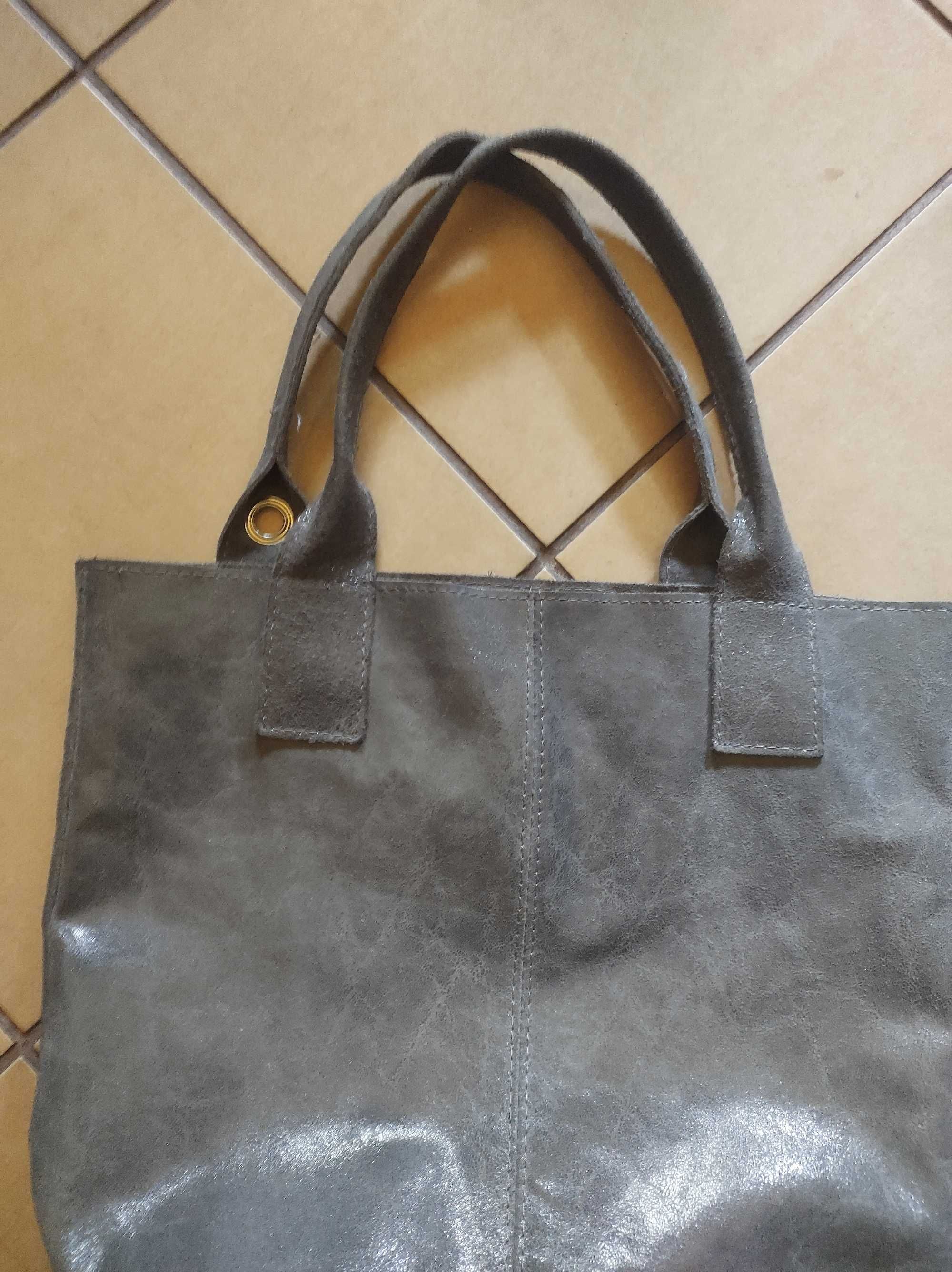 Genuine leather borse in pelle made in italy torebka shopper worek