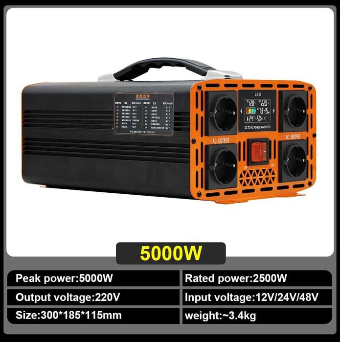 Przetwornica 5000w czysty sinus 12/24v230v