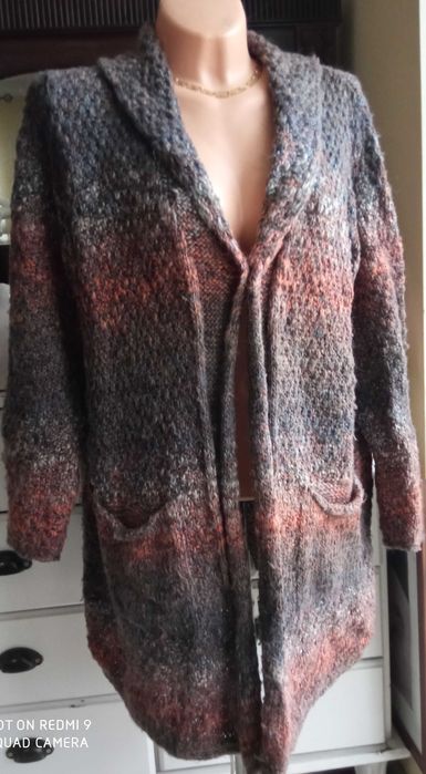 Mona kardigan ombre 50 52 54 pachy 132 cm oversize brązy