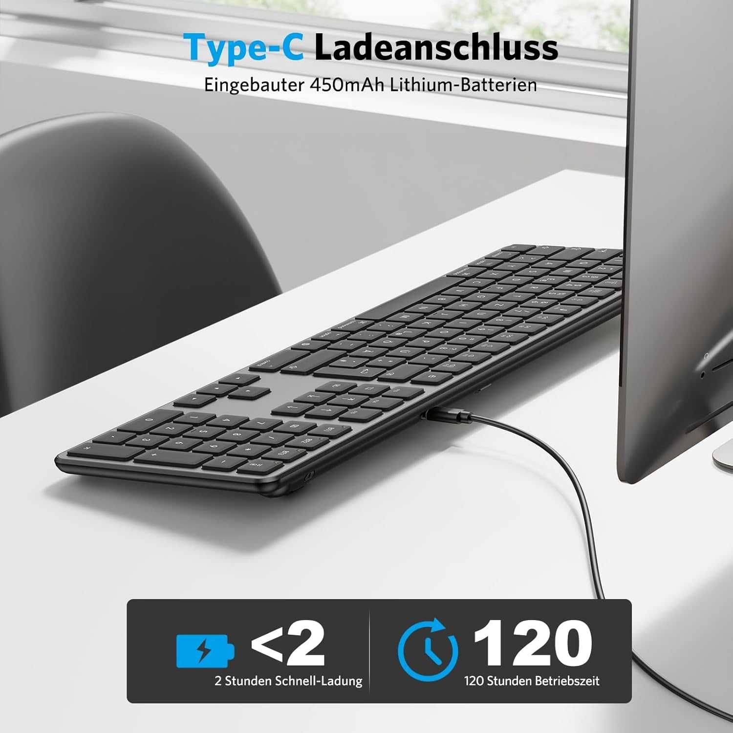 Klawiatura Bluetooth bezprzewodowa do Mac z układem QWERTZ (DE) OMOTON