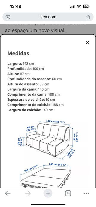 Sofá cama casal Ikea