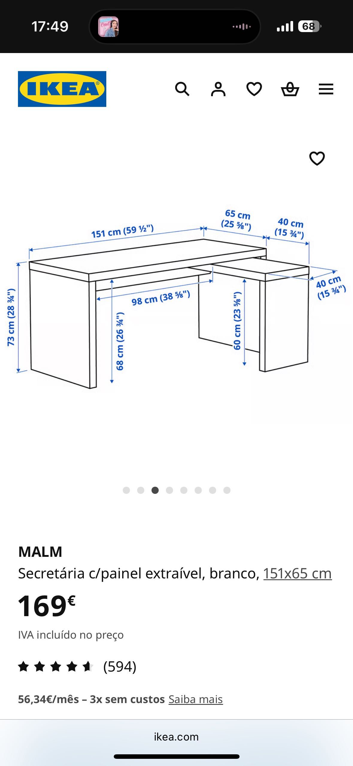 Secretaria ikea- com painel extraivel