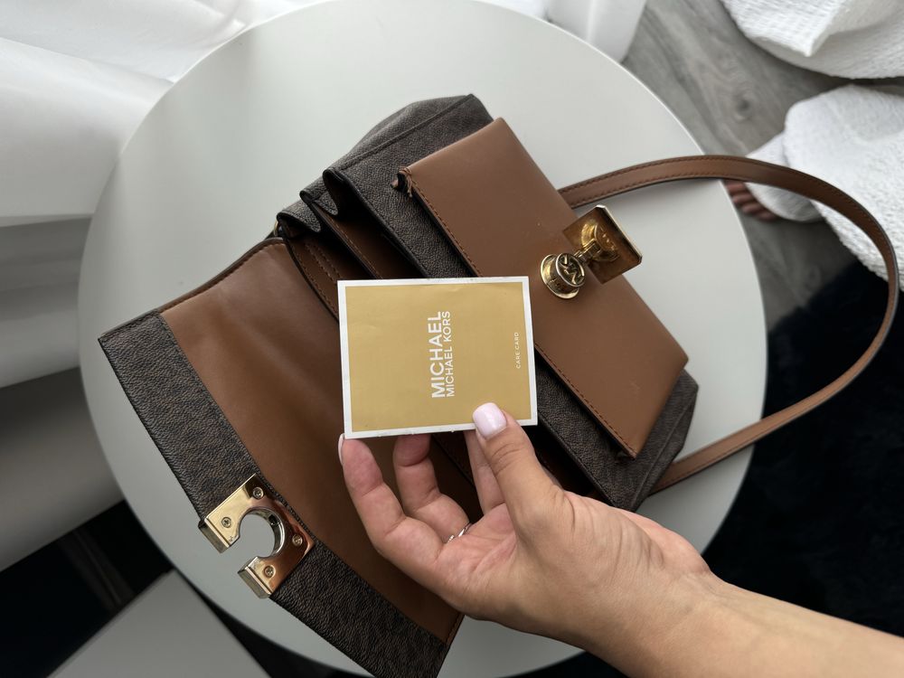 Сумка Michael Kors lita коричнева з лого