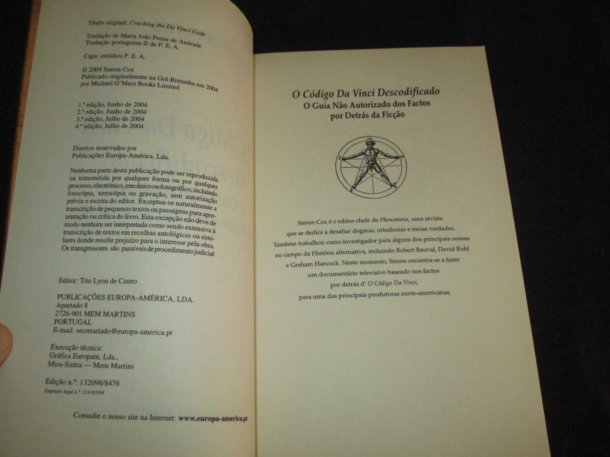 Livro O Código Da Vinci Descodificado Simon Cox