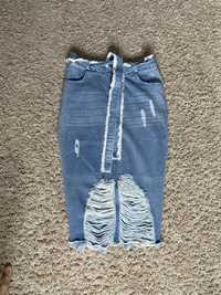 Стильная джинсовая юбка миди
