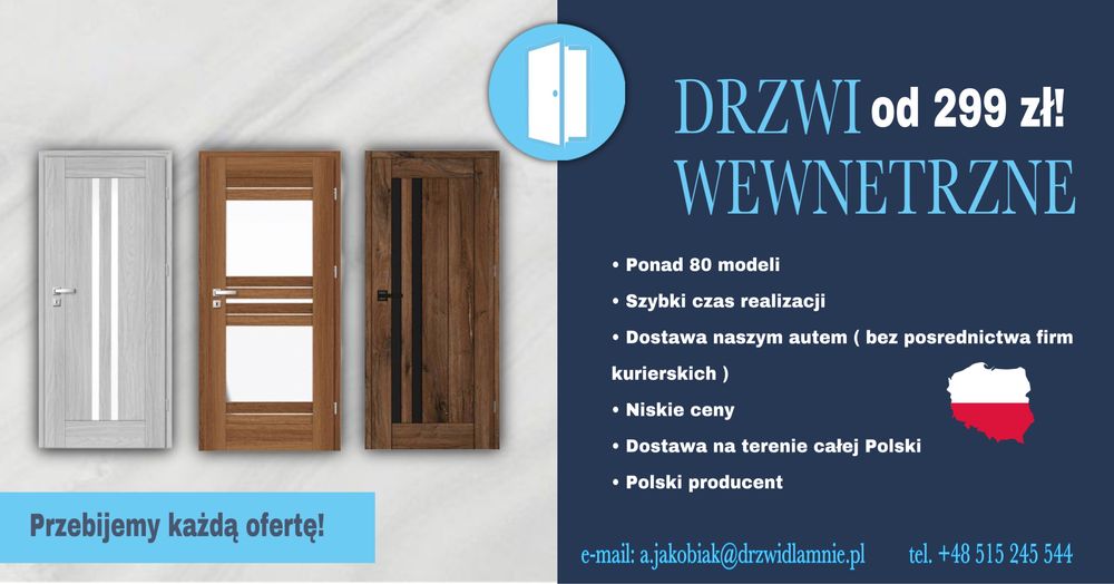 Drzwi wewnętrzne PEGASUS - skrzydło Windoor | OKAZJA!