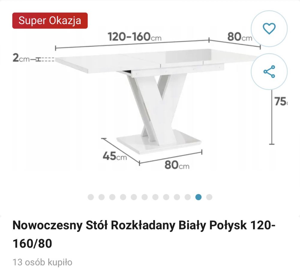 Stół bialy rozkladany