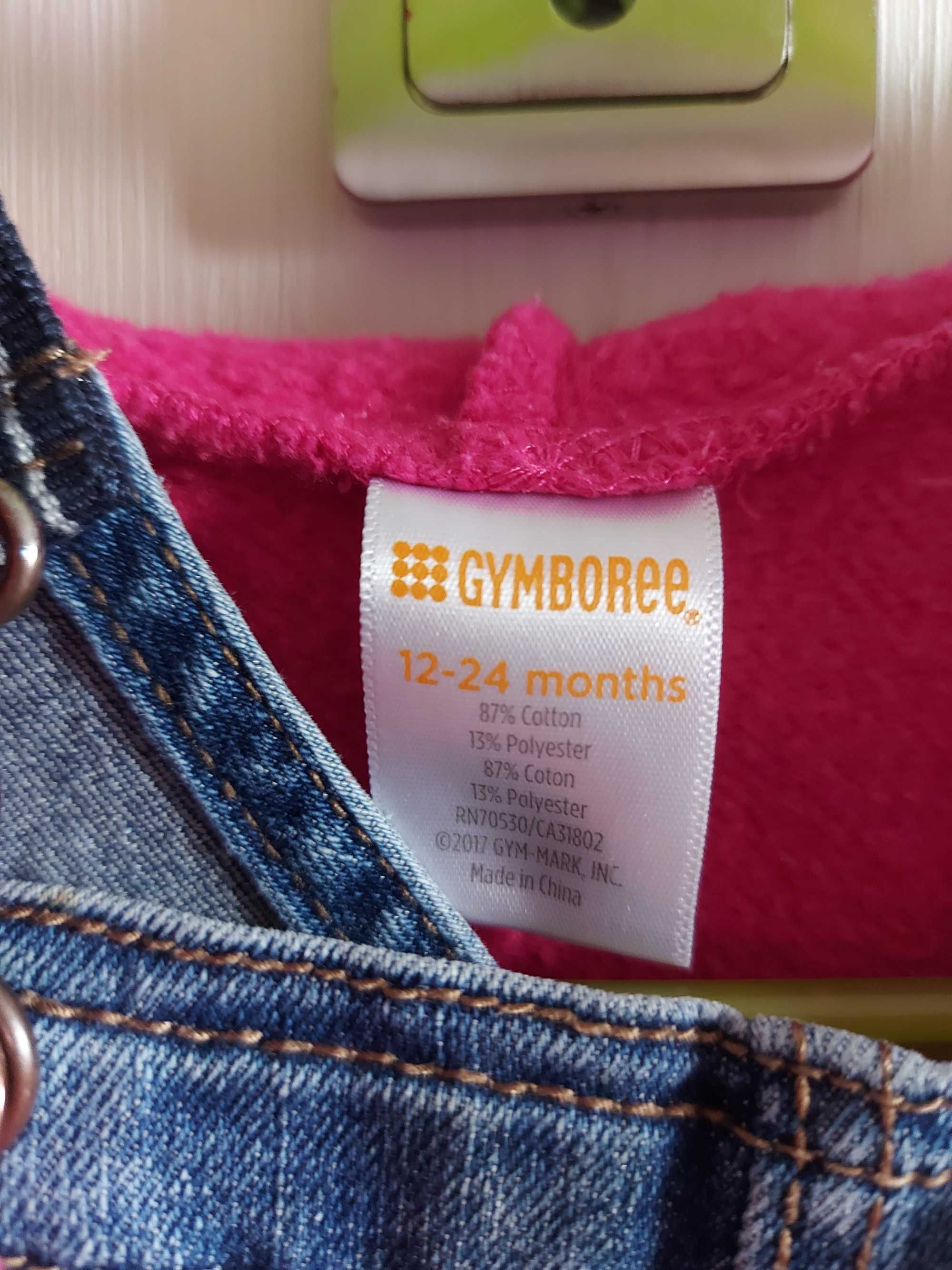 Spodnie ogrodniczki Oshkosh + bluza Gymboree r. 86 (18-24 mce)