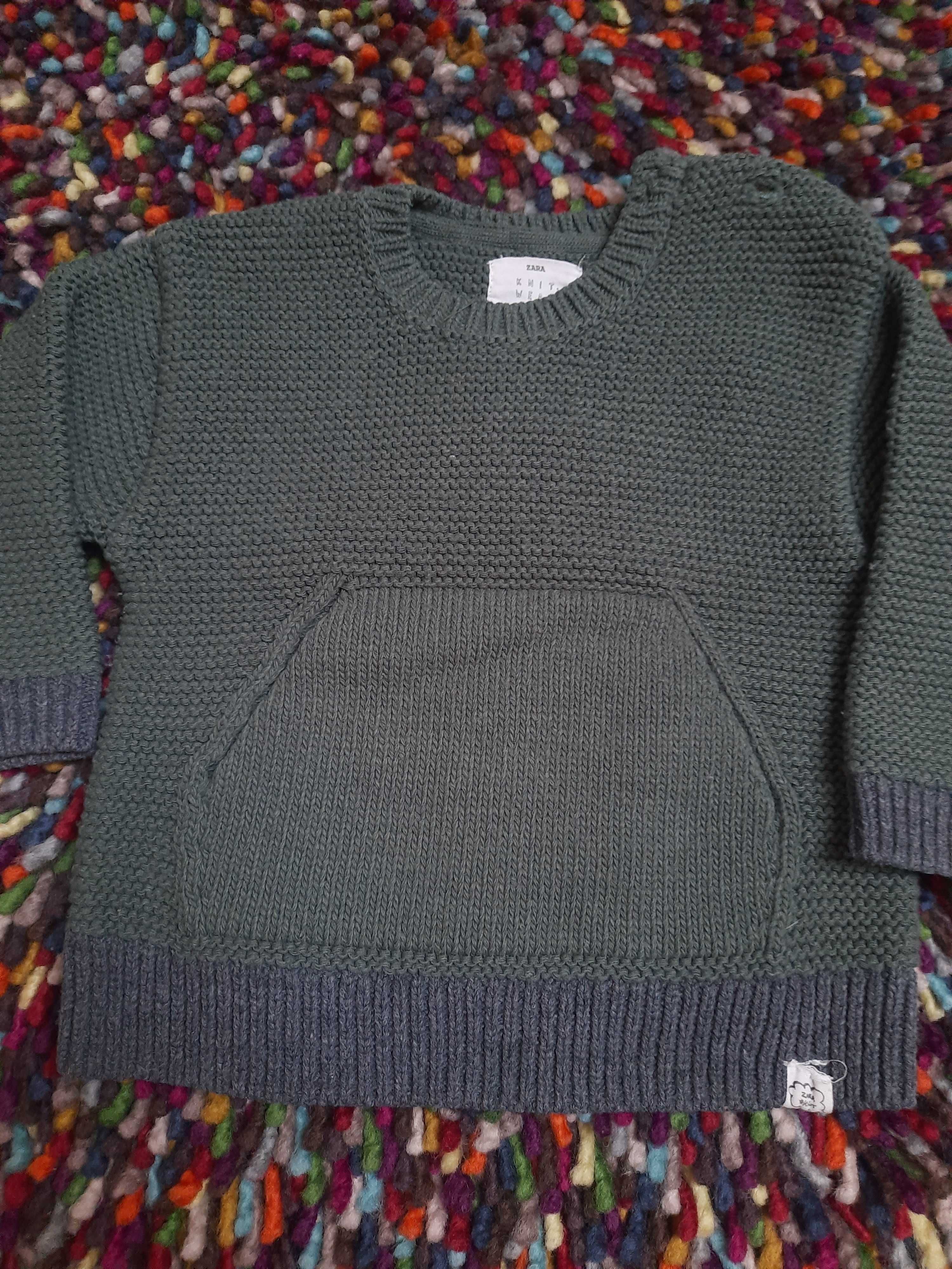 Sweter Zara r 86 ciepły zielony