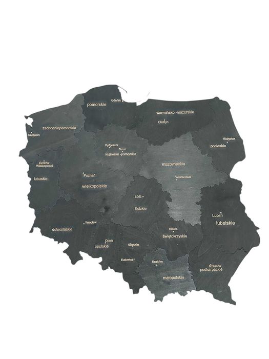 Mapa Polski 160cm grawer województw i miast wojewódzkich wybór kolorów