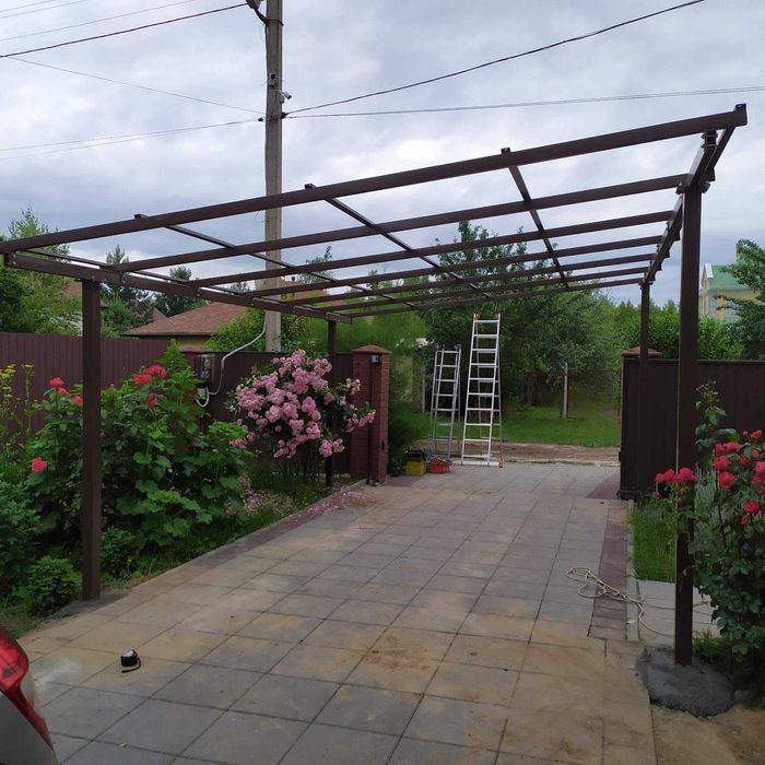 Навіс 3х3 односхилий Shelter Econom, Автонавіс, Каркас навісу для авто