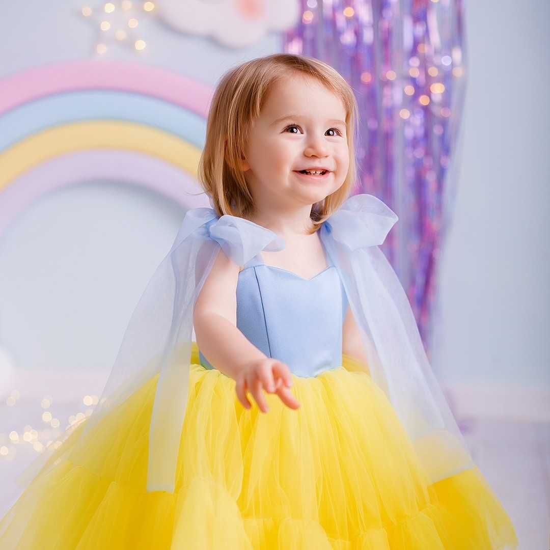 Жовто голуба сукня на 1-2 рочки (80-86-92р)