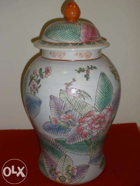 80,00-Pote/Jarrra Grande Em Porcelana Chinesa Motivo Floral