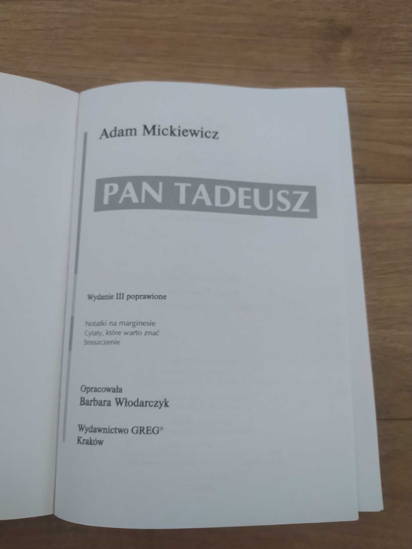 "Pan Tadeusz"  A. Mickiewicz