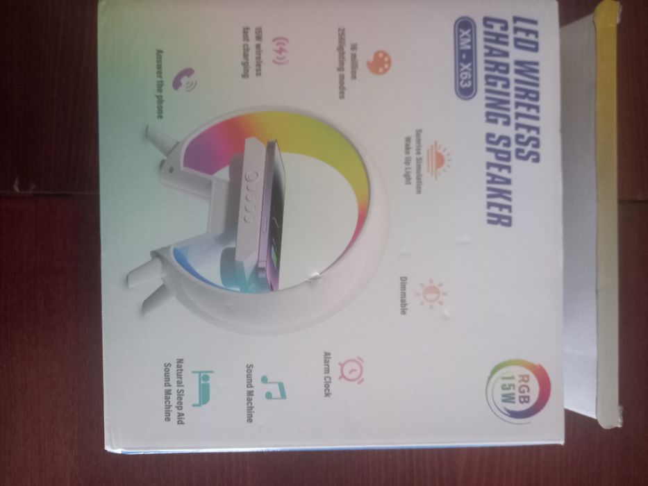 Лампа/нічник/годинник смарт із вбудованим акумулятором Smart RGB 15 W