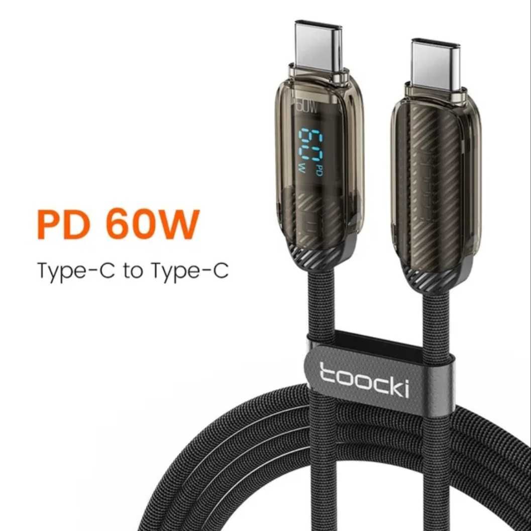 Type C - С Кабель 100 w 6А Toocki Essager pd с дисплеем