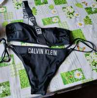 Strój kąpielowy dwuczęściowy Calvin Klein 36 S czarny logowany