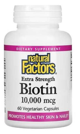 Natural Factors, біотин посиленої дії, 10 000 мг, 220  грн