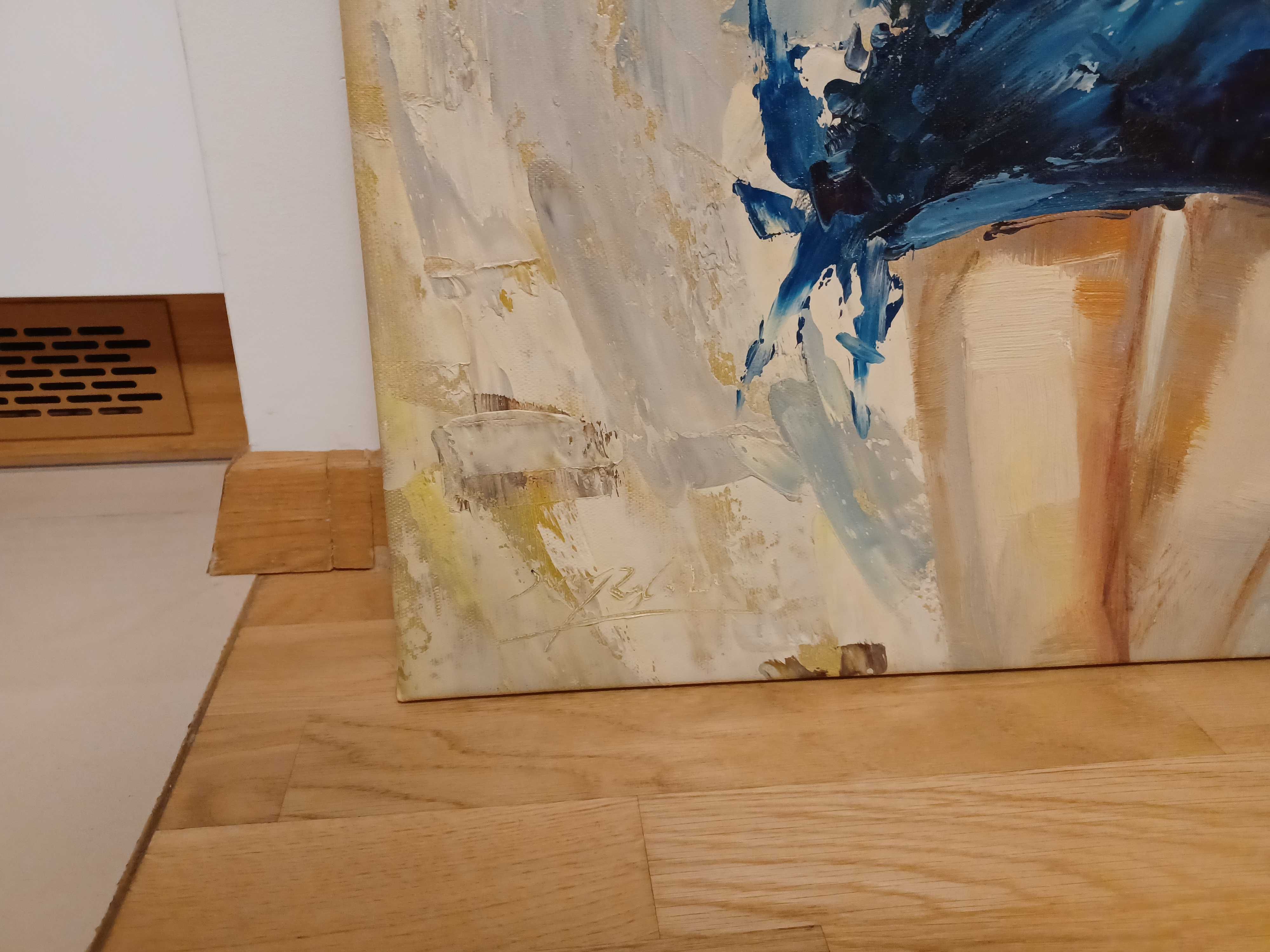 Duży obraz na płótnie dziewczyna recznie malowany szpachelka 90x60