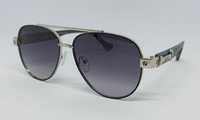 Cartier очки капли мужские серые в серебр металле дужки серо синие