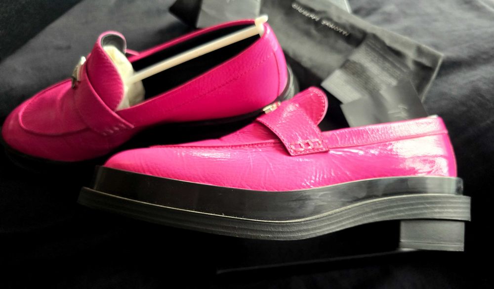 Giuseppe Zanotti Włoskie Oryg. Mokasyny kolor fuksja magenta, skóra 41