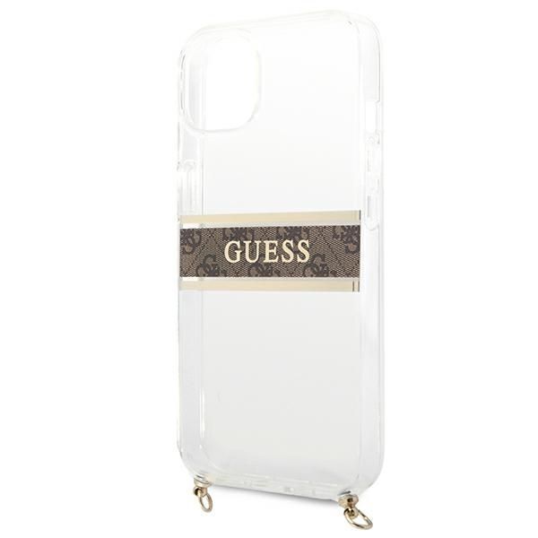 Etui Guess iPhone 13 Mini 5,4" Transparent 4G Brown Strap Gold Chain