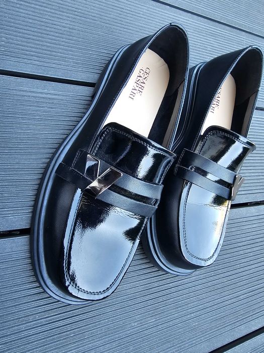 Buty półbuty mokasyny damskie czarne Cesare Gaspari