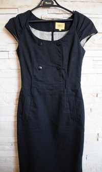 Czarna ołówkowa sukienka SIMPLE 34/XS elegancka do biura i restauracji