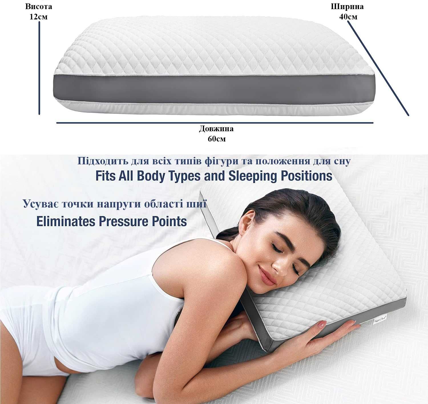 Подушка для сна Ортопедическая . Хороший подарок. Размер 60*40см.