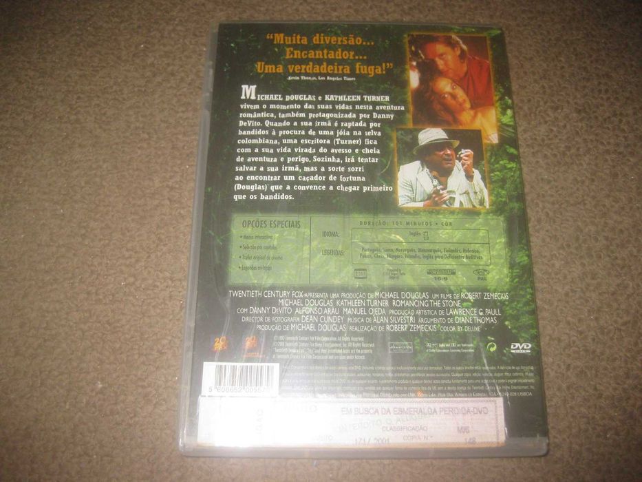 DVD "Em Busca da Esmeralda Perdida" com Michael Douglas/Raro!