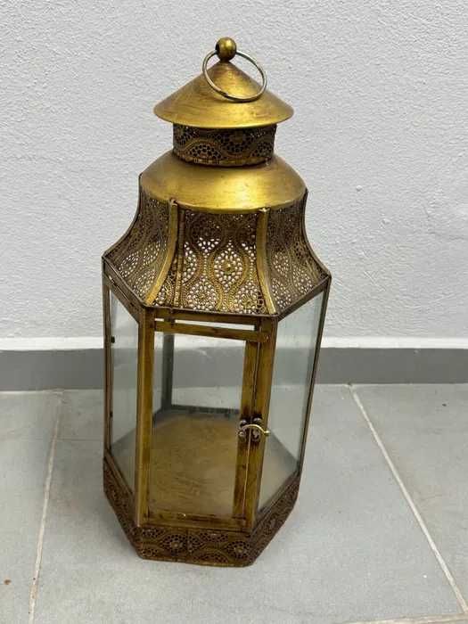 7 lanternas decorativas vintage em ferro e vidro