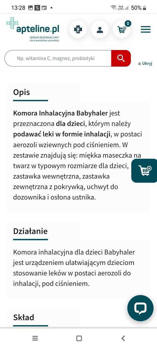 Komora inhalacyjna dla dzieci Babyhaler