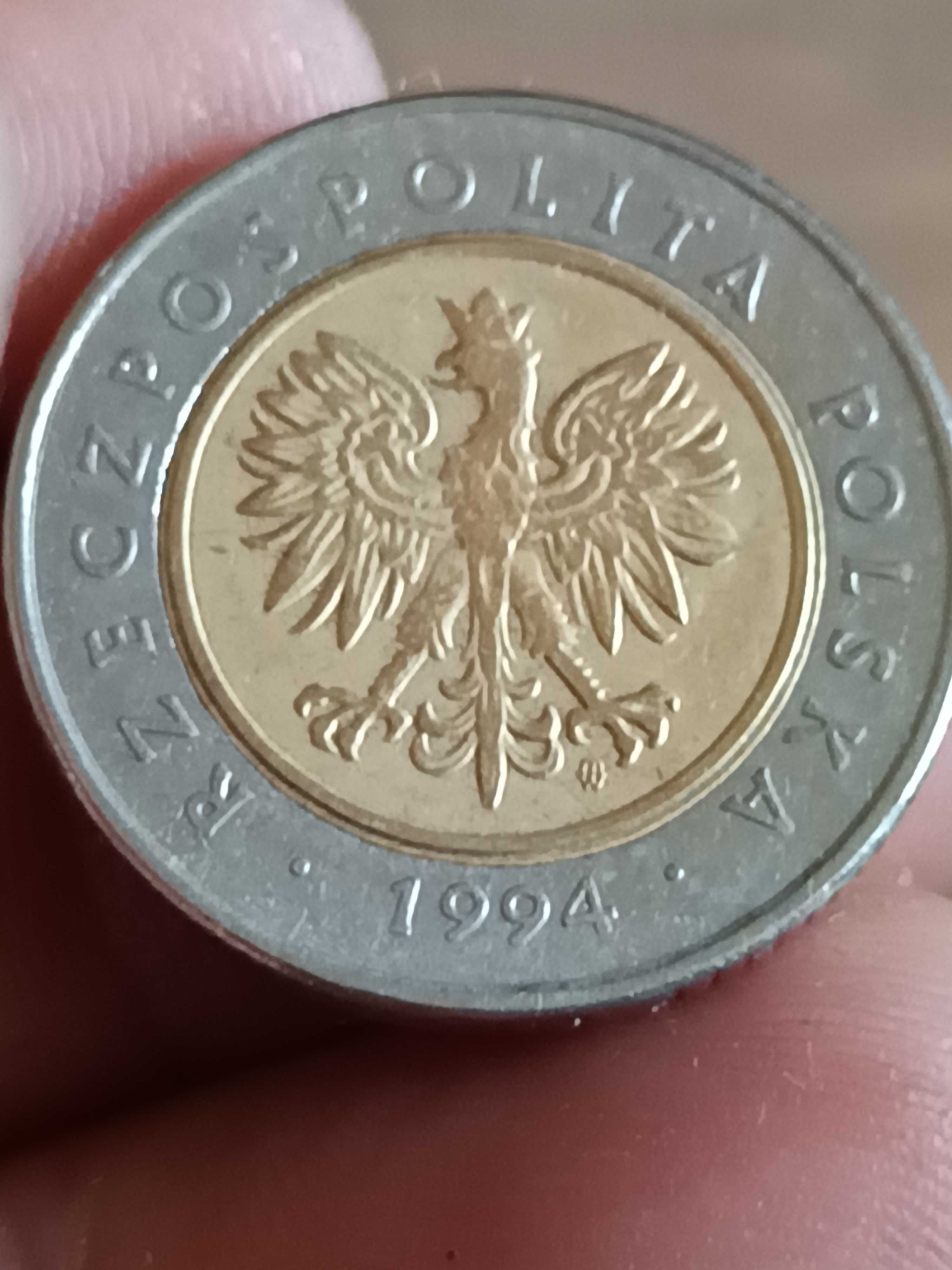 Sprzedam monetę 5 zloty 1994 rok błąd bicia pierścienia