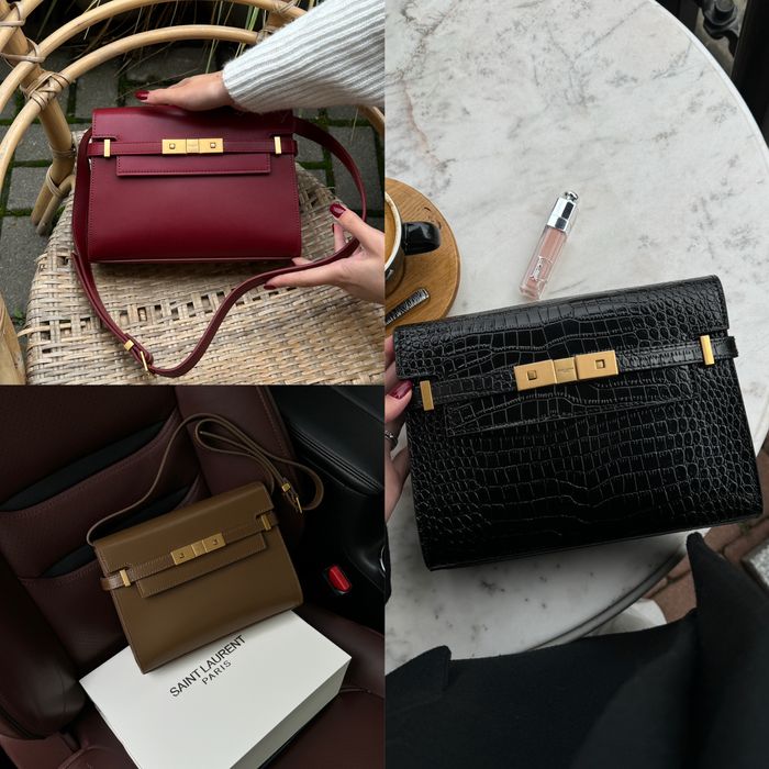 Сумка YSL Yves Saint Laurent Manhattan Medium бургунді,коричнева,чорна